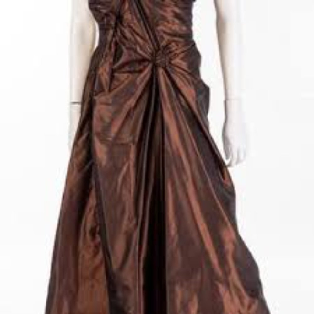 Vintage Pamela Dennis Couture Brown Strapless Gown - Picture 2 of 9